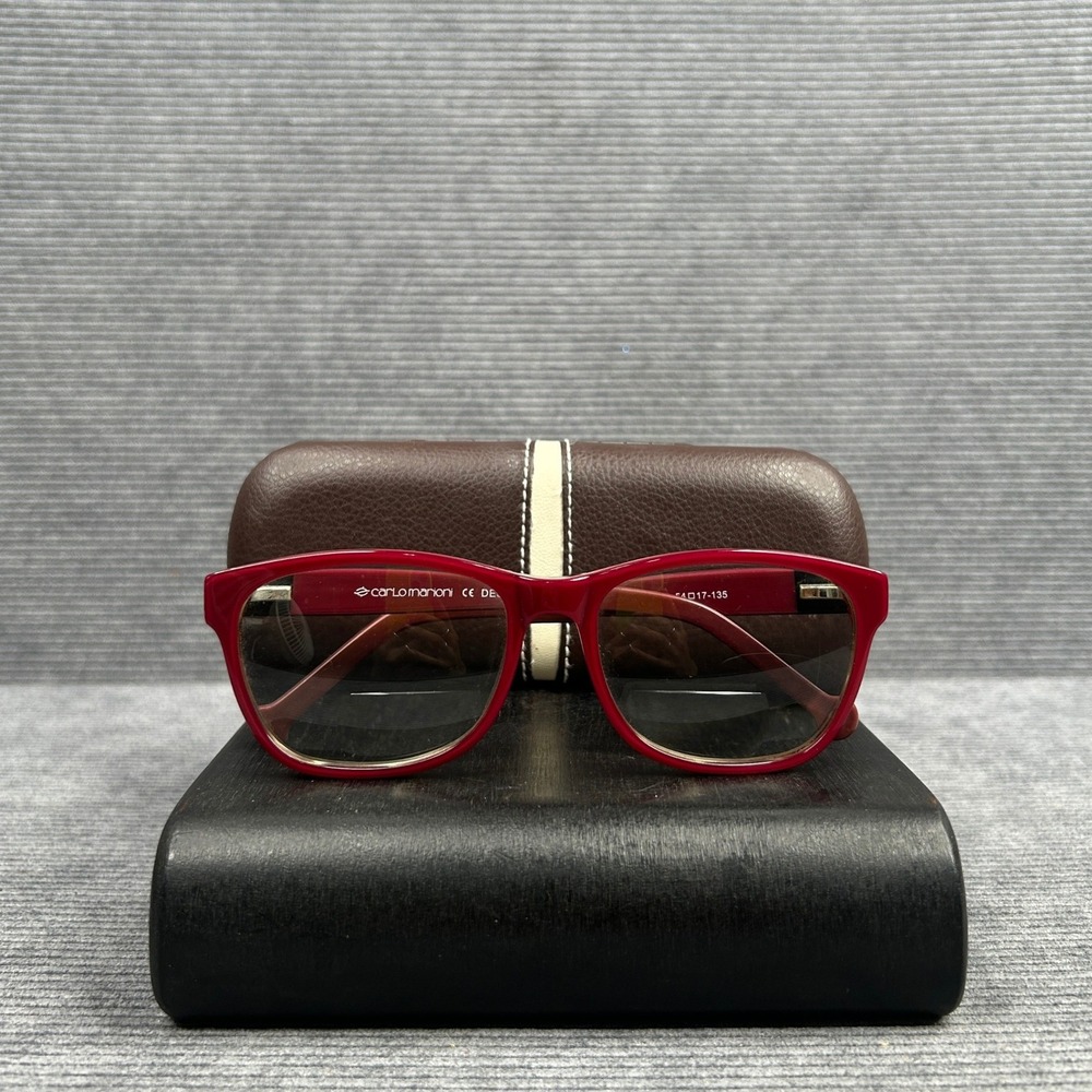 Carlo Marioni CM663 C.2 Red Tortoise Rectangle Eyeglasses Frames 54-17-135 Case